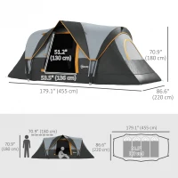 Outsunny 5-6 Person Family Tent, Outdoor Camping Tent with Lighting Hook, Carrying Bag for Camping, Hiking and Travelling, Cream(m-3)