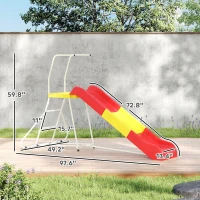 Qaba 6ft Slide for Kids, Metal Freestanding Playground Equipment with Climbing Ladder, for Backyard, Outdoor, Indoor, Red(m-3)