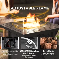 Outsunny Square Gas Fire Pit Table, Smokeless Firepit with Cover, Black(m-6)