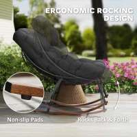 Outsunny Outdoor Rocking Chair Patio Set of 2, Oversized Rocking Papasan Chairs with Cushions for Garden Porch, 265 lbs., Black(m-4)