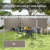 Outsunny Canopy Sidewalls for 10' x 10' or 10' x 20' Pop up Canopy, 2 PCS Canopy Half Walls Only, Grey(m-4)