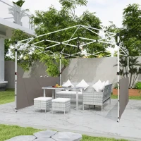 Outsunny Canopy Sidewalls for 10' x 10' or 10' x 20' Pop up Canopy, 2 PCS Canopy Half Walls Only, Grey(m-9)