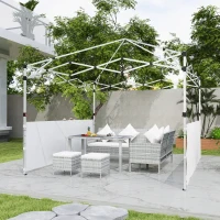 Outsunny Canopy Sidewalls for 10' x 10' or 10' x 20' Pop up Canopy, 2 PCS Canopy Half Walls Only, White(m-9)