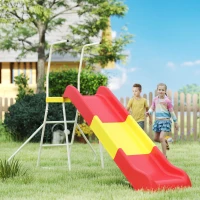 Qaba 6ft Slide for Kids, Metal Freestanding Playground Equipment with Climbing Ladder, for Backyard, Outdoor, Indoor, Red(m-10)