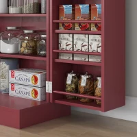 HOMCOM Freestanding Kitchen Pantry, Kitchen Storage Cabinet with 5-Tier Shelf, 12 Spice Racks, Adjustable Shelves, Red(m-9)