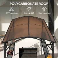 Outsunny 8' x 5' Hardtop Grill Gazebo, Outdoor BBQ Gazebo with PC Board Roof, BBQ Canopy Gazebo with 2 Side Shelves and 10 Hooks(m-4)