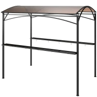 Outsunny 8' x 5' Hardtop Grill Gazebo, Outdoor BBQ Gazebo with PC Board Roof, BBQ Canopy Gazebo with 2 Side Shelves and 10 Hooks(m-2)