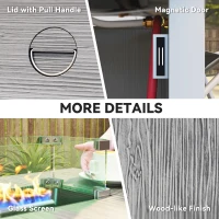 Outsunny 50,000 BTU Gas Fire Pit Table with Cover and Glass Screen, Grey(m-9)