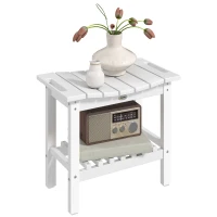 Outsunny HDPE Shower Bench, Waterproof Shower Stool with Handle, Storage Shelf, Non-Slip Pads for Indoor Outdoor, White(m-11)