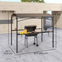 Outsunny 8' x 5' Hardtop Grill Gazebo, Outdoor BBQ Gazebo with PC Board Roof, BBQ Canopy Gazebo with 2 Side Shelves and 10 Hooks(m-3)