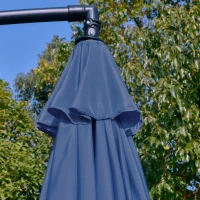 Outsunny 11FT Offset Hanging Patio Umbrella Cantilever Umbrella with Easy Tilt Adjustment, Cross Base and 8 Ribs for Backyard, Poolside, Lawn and Garden, Blue(m-9)