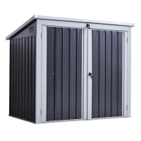 Outsunny 5ft x 3ft Outdoor Garbage Bin Storage Shed with Lockable Doors and Lid, Outside Storage Shed for Trash Can, Black(m-18)
