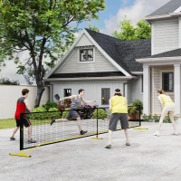 Soozier Portable Pickleball Net Set with 22FT Regulation Size Net, Carrying Bag for Indoor Outdoor Driveway, Yellow(m-8)