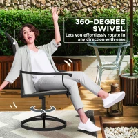 Outsunny Outdoor Swivel Dining Chairs Set of 2, High Back Swivel Chairs with All Weather Mesh for Deck, Backyard, Poolside, Grey(m-4)