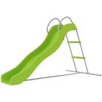 Qaba 5.7FT Outdoor Slide for Kids Ages 3-8, Climbing Step Ladder, Playground Equipment for Backyard, Garden, Green(m-1)