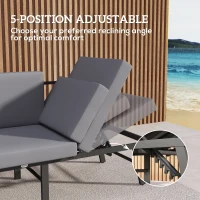 Outsunny 3-in-1 3-Seater Outdoor Sofa, Lounge Chair with 5-Position Adjustable Back, Patio Loveseat with Folding Table, Grey(m-5)