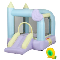 Qaba Inflatable Bounce House with Air Blower, Slide, Stakes, Repair Patches, Storage Bag, for Kids Ages 3-8, 98" x 65" x 79"(m-1)