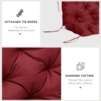 Outsunny 3 Seater Outdoor Swing Cushions with Backrest, Replacement Cushions for Patio Furniture, Wine Red(m-6)