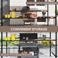 Outsunny 8' x 5' Hardtop Grill Gazebo, Outdoor BBQ Gazebo with PC Board Roof, BBQ Canopy Gazebo with 2 Side Shelves and 10 Hooks(m-5)