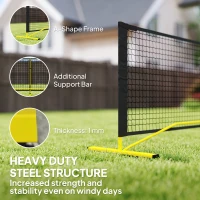 Soozier Portable Pickleball Net Set with 22FT Regulation Size Net, Carrying Bag for Indoor Outdoor Driveway, Yellow(m-5)