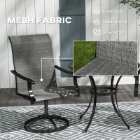 Outsunny Outdoor Swivel Dining Chairs Set of 2, High Back Swivel Chairs with All Weather Mesh for Deck, Backyard, Poolside, Grey(m-5)