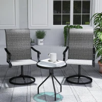Outsunny Outdoor Swivel Dining Chairs Set of 2, High Back Swivel Chairs with All Weather Mesh for Deck, Backyard, Poolside, Grey(m-8)