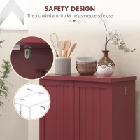 HOMCOM Freestanding Kitchen Pantry, Kitchen Storage Cabinet with 5-Tier Shelf, 12 Spice Racks, Adjustable Shelves, Red(m-7)