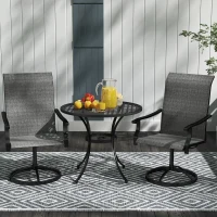 Outsunny Outdoor Swivel Dining Chairs Set of 2, High Back Swivel Chairs with All Weather Mesh for Deck, Backyard, Poolside, Grey(m-7)