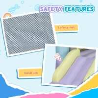 Qaba Inflatable Bounce House with Air Blower, Slide, Stakes, Repair Patches, Storage Bag, for Kids Ages 3-8, 98" x 65" x 79"(m-6)