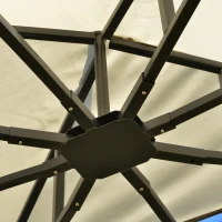 Outsunny 12' x 10' Outdoor Patio Gazebo Canopy with Double Tier Roof, Removable Mesh Sidewalls, Triangular Display Shelves, Beige(m-8)