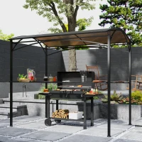 Outsunny 8' x 5' Hardtop Grill Gazebo, Outdoor BBQ Gazebo with PC Board Roof, BBQ Canopy Gazebo with 2 Side Shelves and 10 Hooks(m-7)