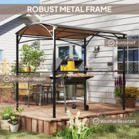 Outsunny 8' x 5' Hardtop Grill Gazebo, Outdoor BBQ Gazebo with PC Board Roof, BBQ Canopy Gazebo with 2 Side Shelves and 10 Hooks(m-6)
