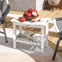 Outsunny HDPE Shower Bench, Waterproof Shower Stool with Handle, Storage Shelf, Non-Slip Pads for Indoor Outdoor, White(m-10)