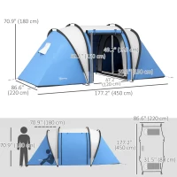Outsunny Camping Tent with 2 Bedrooms and Living Area, 3000mm Waterproof Family Tent, for Fishing Hiking Festival, Blue(m-3)
