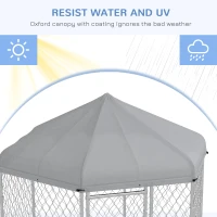 PawHut 6.9' x 6.1' x 7' Outdoor Dog Kennel Dog Run with Waterproof, UV Resistant Cover for Medium Large Sized Dogs, Silver(m-6)