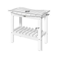 Outsunny HDPE Shower Bench, Waterproof Shower Stool with Handle, Storage Shelf, Non-Slip Pads for Indoor Outdoor, White(m-3)
