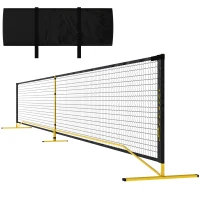 Soozier Portable Pickleball Net Set with 22FT Regulation Size Net, Carrying Bag for Indoor Outdoor Driveway, Yellow(m-2)