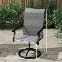 Outsunny Outdoor Swivel Dining Chairs Set of 2, High Back Swivel Chairs with All Weather Mesh for Deck, Backyard, Poolside, Grey(m-3)