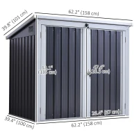 Outsunny 5ft x 3ft Outdoor Garbage Bin Storage Shed with Lockable Doors and Lid, Outside Storage Shed for Trash Can, Black(m-3)