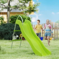 Qaba 5.7FT Outdoor Slide for Kids Ages 3-8, Climbing Step Ladder, Playground Equipment for Backyard, Garden, Green(m-10)