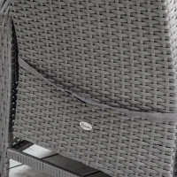 Outsunny 3 Pieces Patio Wicker Bistro Set, PE Rattan Coffee Table & Adjustable Recline Chairs Furniture Set with Cushions and Wood Grain Plastic Top, Grey(m-10)