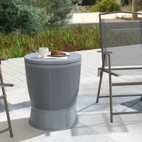 Outsunny 11 Gallon Patio Cooler Side Table, 3-in-1 Outdoor Cool Bar Table with Height Adjustable Top, Drainage Plug, Grey(m-10)