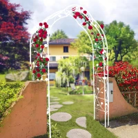 8 Styles Freely Assembled Rust-Resistant Arbor, Metal Garden Arch Trellis for Wedding, Party Archway, 59" L x 15.5" W x 98.5" H, Cream White(m-6)