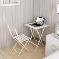 3-Piece Patio Bistro Set with Foldable Square Table and Chairs, Durable Metal Frame, Space-Saving Design, White(m-7)