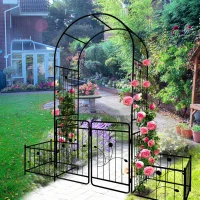 Metal Garden Arch with Anti-Rust Coating, Double Gate Design, Easy Assembled Climbing Plants Support, 79.5" L x 20" W x 86.5" H, Black(m-4)