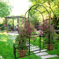 Metal Garden Arch with Anti-Rust Coating, Double Gate Design, Easy Assembled Climbing Plants Support, 79.5" L x 20" W x 86.5" H, Black(m-7)