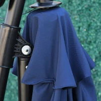 Outsunny 10ft Outdoor Cantilever Umbrella with Solar Lights Banana Umbrella with Adjustable Angle for Patio Backyard Navy Blue(m-10)