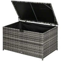 Outsunny 113 Gallon Outdoor Storage Box, Rattan Deck Box for Indoor, Patio Furniture Cushions, Grey(m-2)