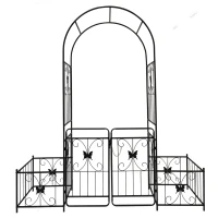 Anti-Rust Coating Metal Garden Arch with Double Gate, Easy Assembled Climbing Plants Support, 79.5" L x 20" W x 86.5" H, Black(m-2)