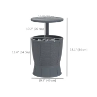 Outsunny 11 Gallon Patio Cooler Side Table, 3-in-1 Outdoor Cool Bar Table with Height Adjustable Top, Drainage Plug, Grey(m-3)